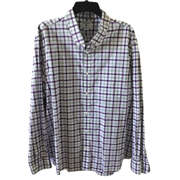 Bonobos Purple Gray Plaid Button Down Shirt 100% Cotton Mens Size XXL - Picture 1 of 4